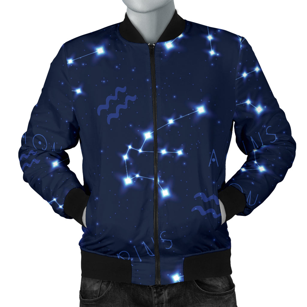 Aquarius Zodiac Pattern Print Design 02 Men Bomber Jacket
