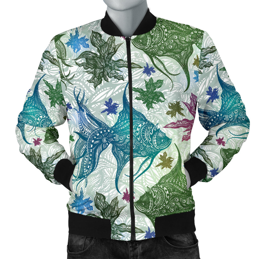 Angelfish Tribal Pattern Print Design 01 Men Bomber Jacket