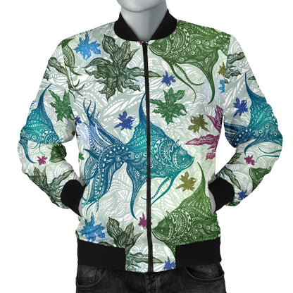 Angelfish Tribal Pattern Print Design 01 Men Bomber Jacket