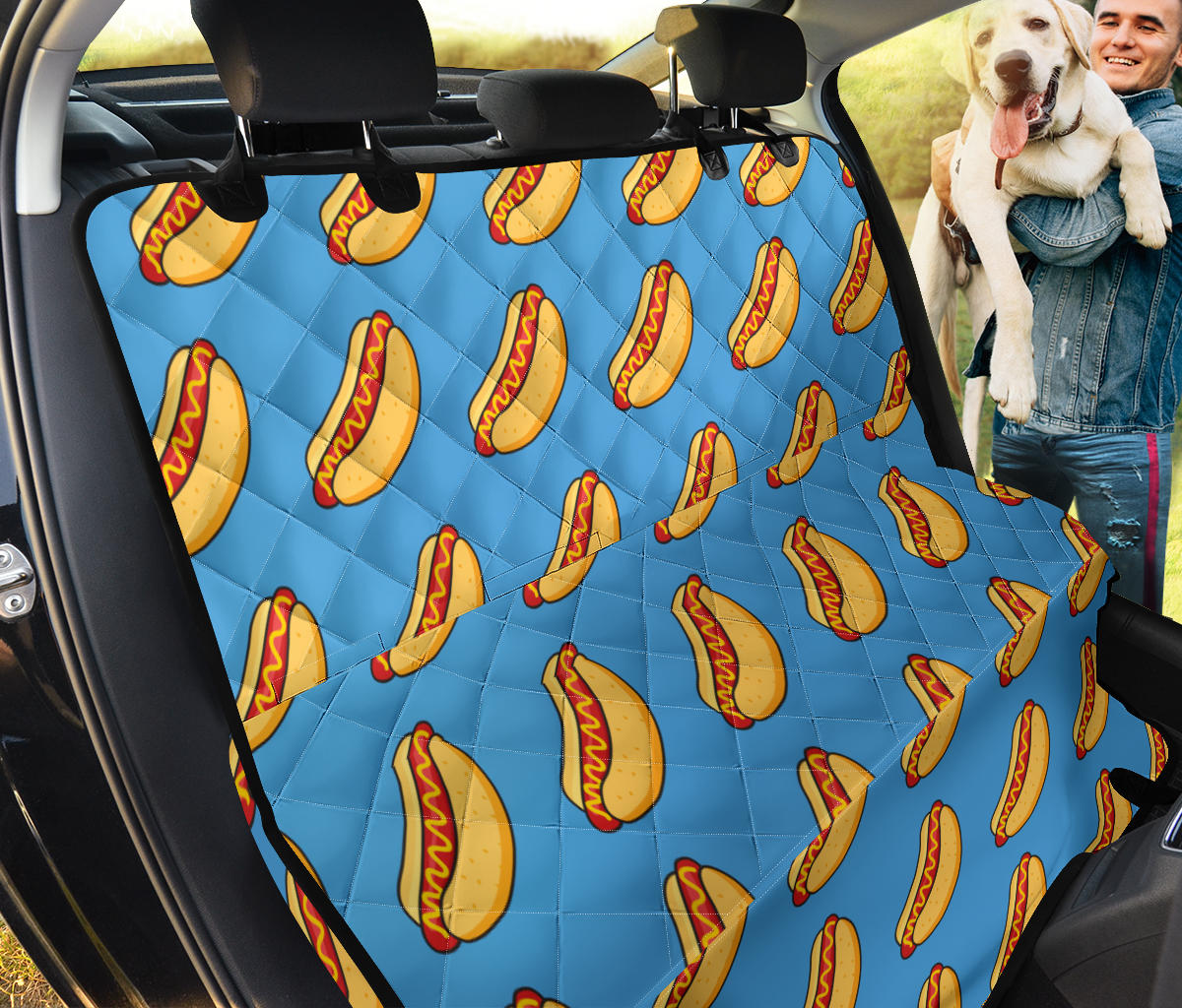 Hot Dog Pattern Print Design 02 Rear Dog Car Seat Cover Hammock