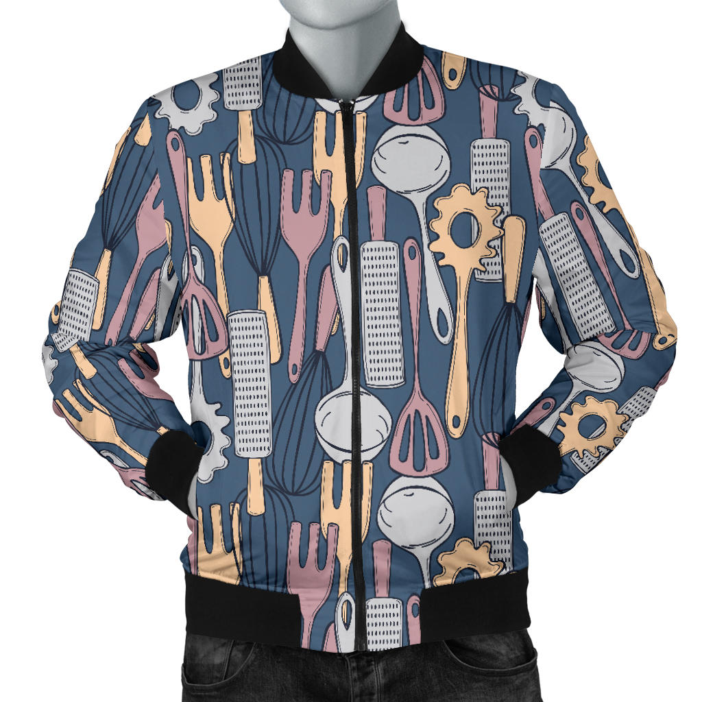 Cooking Kitchen Tools Pattern Print Design 05 Men Bomber Jacket