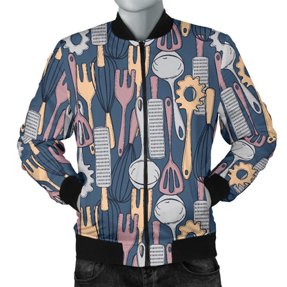 Cooking Kitchen Tools Pattern Print Design 05 Men Bomber Jacket