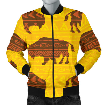 Bison Native Pattern Print Design 01 Men Bomber Jacket