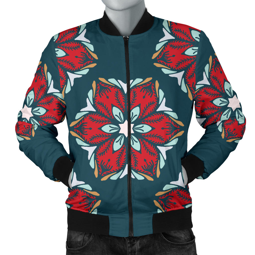 Poinsettia Pattern Print Design A03 Men Bomber Jacket