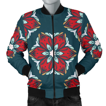 Poinsettia Pattern Print Design A03 Men Bomber Jacket