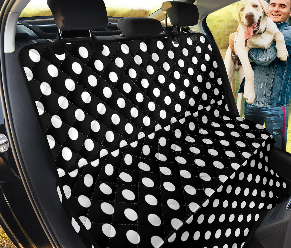 Polka Dot Black White Pattern Print Design 03 Rear Dog Car Seat Cover Hammock