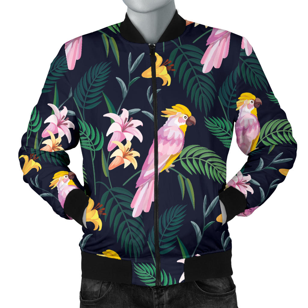 Cockatoo Pattern Print Design 03 Men Bomber Jacket