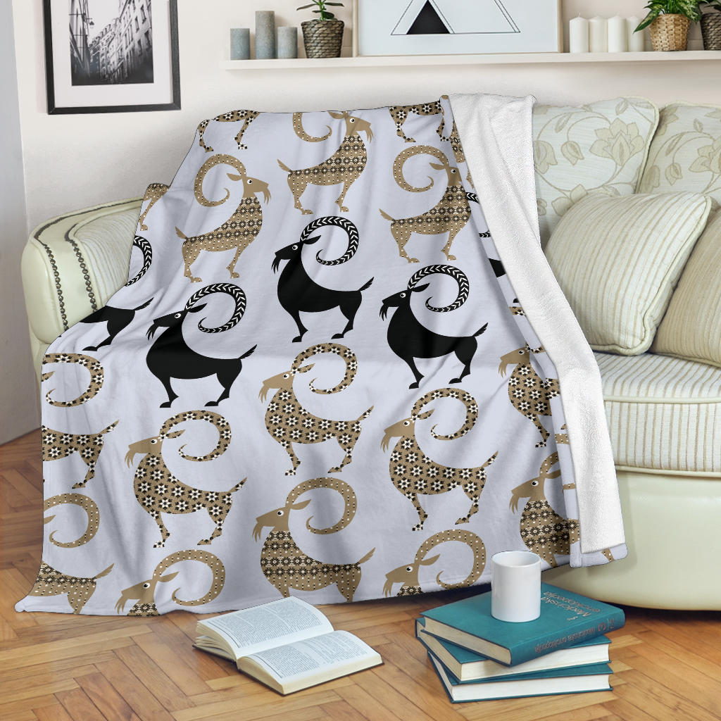 Goat Pattern Print Design 03 Premium Blanket