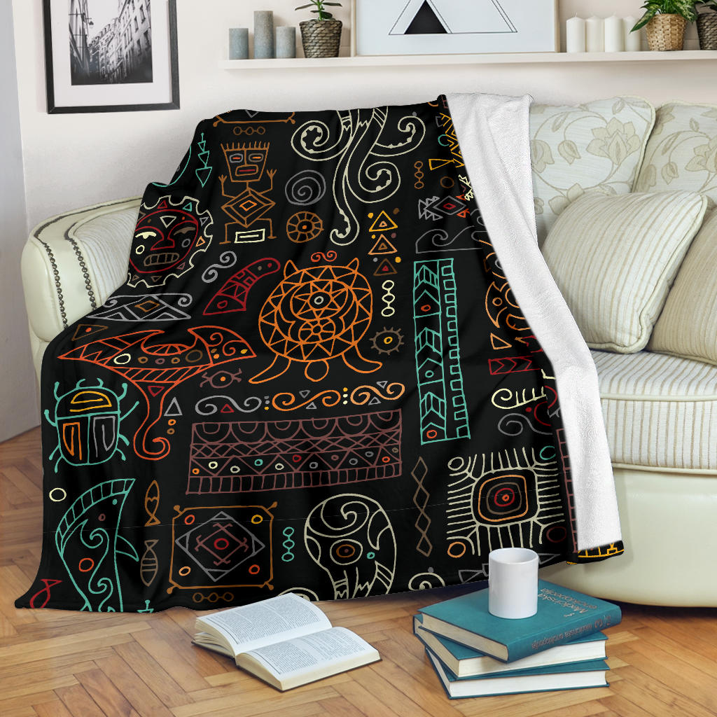 Polynesian Pattern Print Design A04 Premium Blanket