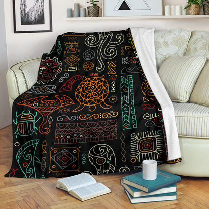 Polynesian Pattern Print Design A04 Premium Blanket
