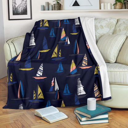 Sailing Ships Pattern Print Design A03 Premium Blanket