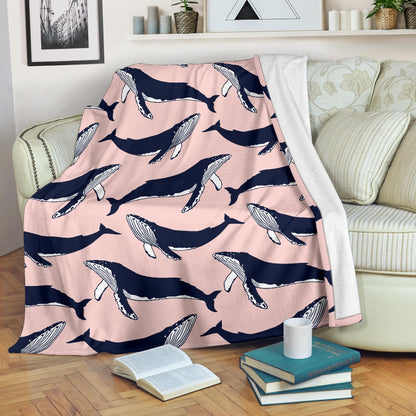 Humpback Whale Pattern Print Design 02 Premium Blanket