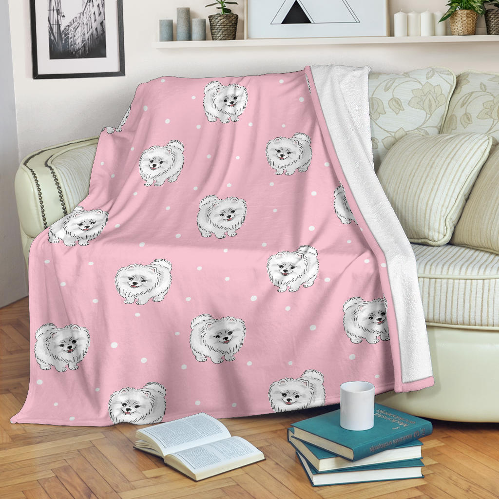 Pomeranians Pattern Print Design A02 Premium Blanket