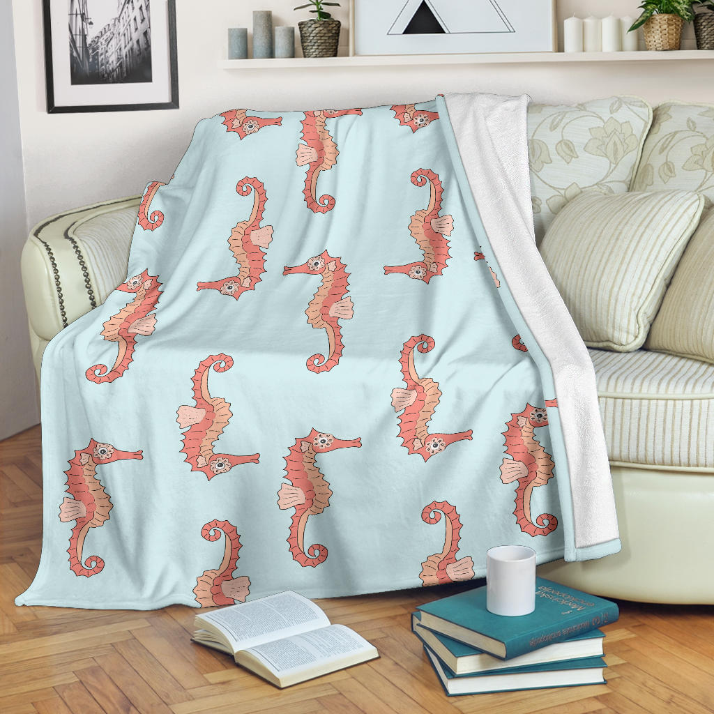 SeaHorse Pattern Print Design 01 Premium Blanket