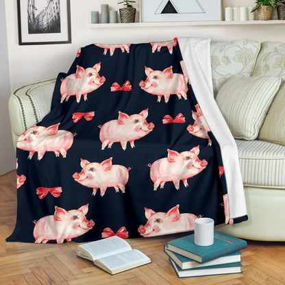 Pig Cute Pattern Print Design 02 Premium Blanket