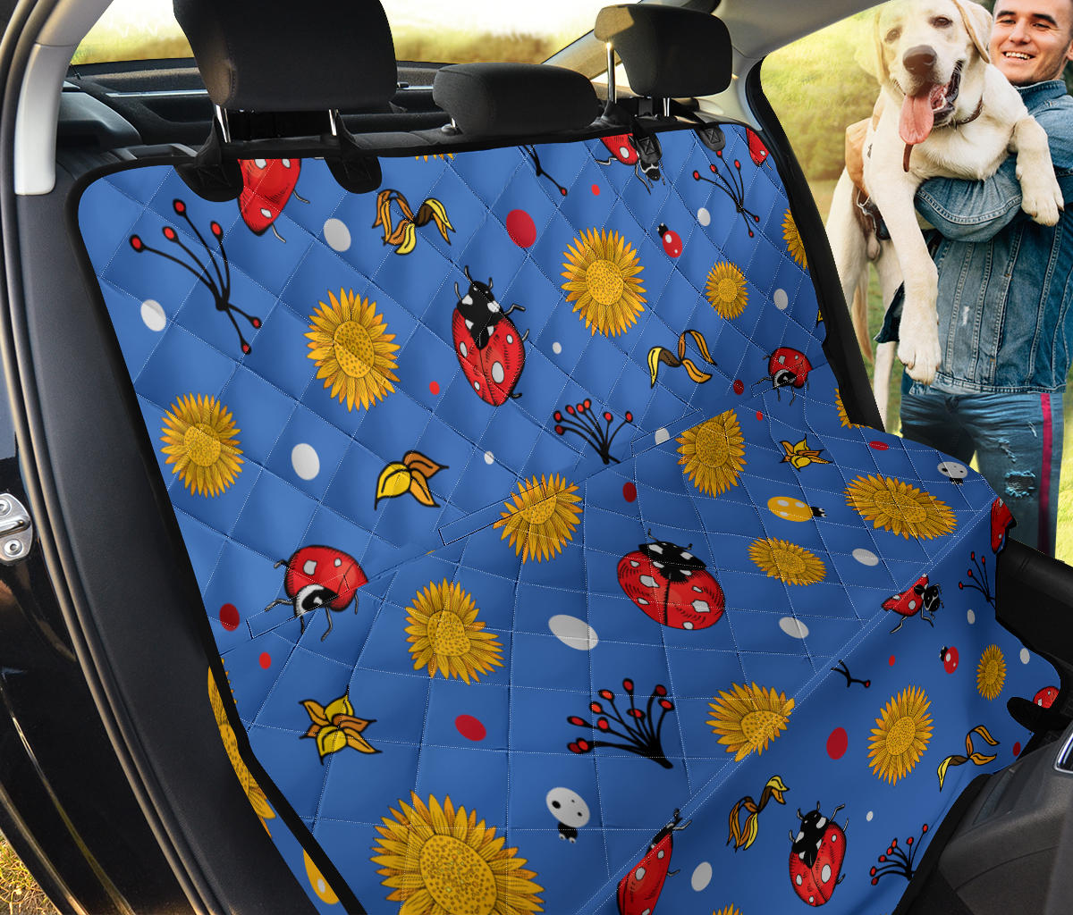 Ladybug Pattern Print Design 05 Rear Dog Car Seat Cover Hammock
