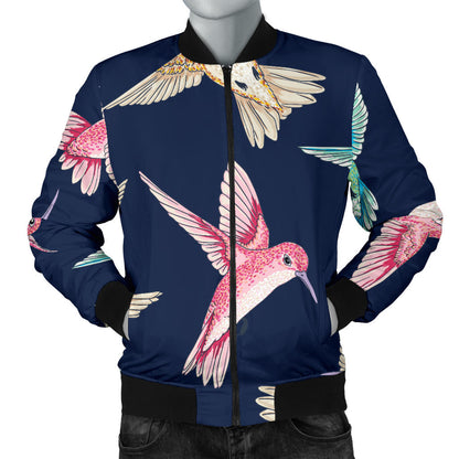 Hummingbird Cute Pattern Print Design 01 Men Bomber Jacket