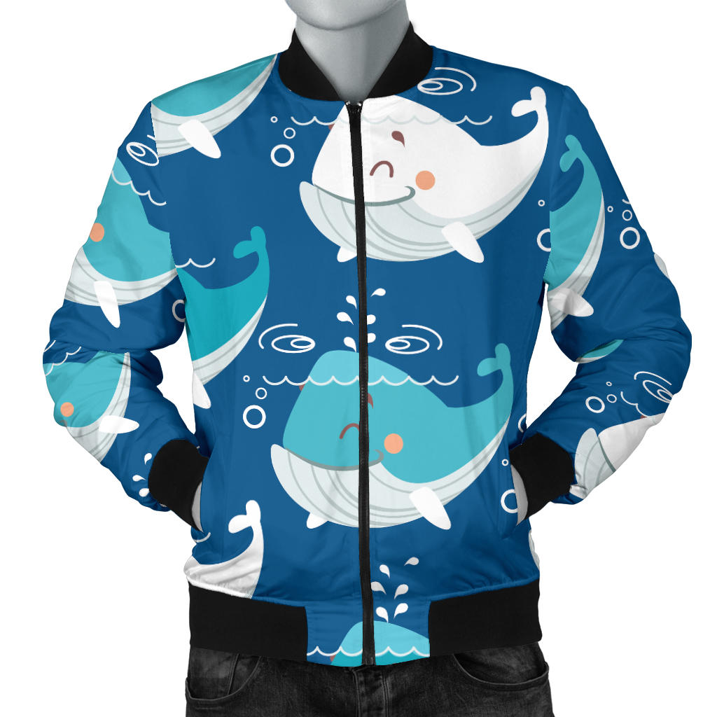 Blue Whale Pattern Print Design 01 Men Bomber Jacket