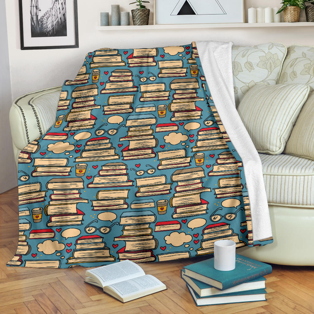 Book Pattern Print Design 03 Premium Blanket