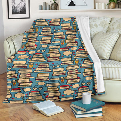 Book Pattern Print Design 03 Premium Blanket