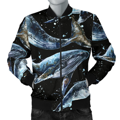 Humpback Whale Pattern Print Design 01 Men Bomber Jacket
