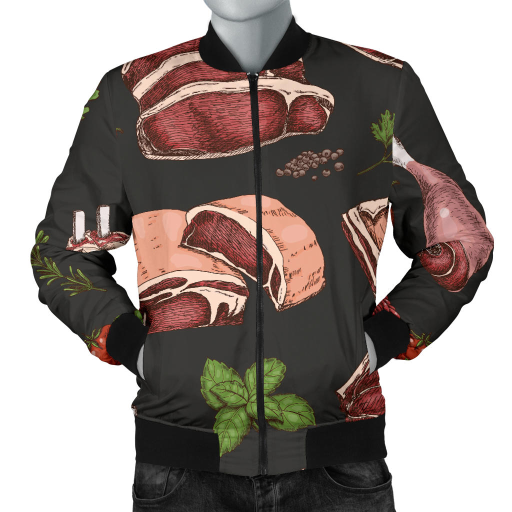 Meat Pattern Print Design 02 Men Bomber Jacket