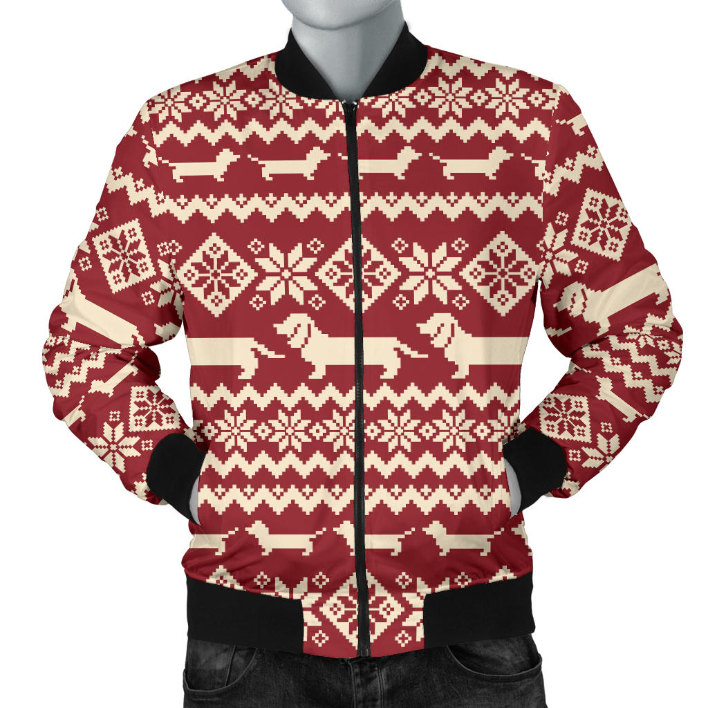 Dachshund Pattern Print Design 09 Men Bomber Jacket