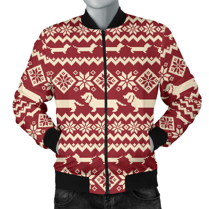 Dachshund Pattern Print Design 09 Men Bomber Jacket