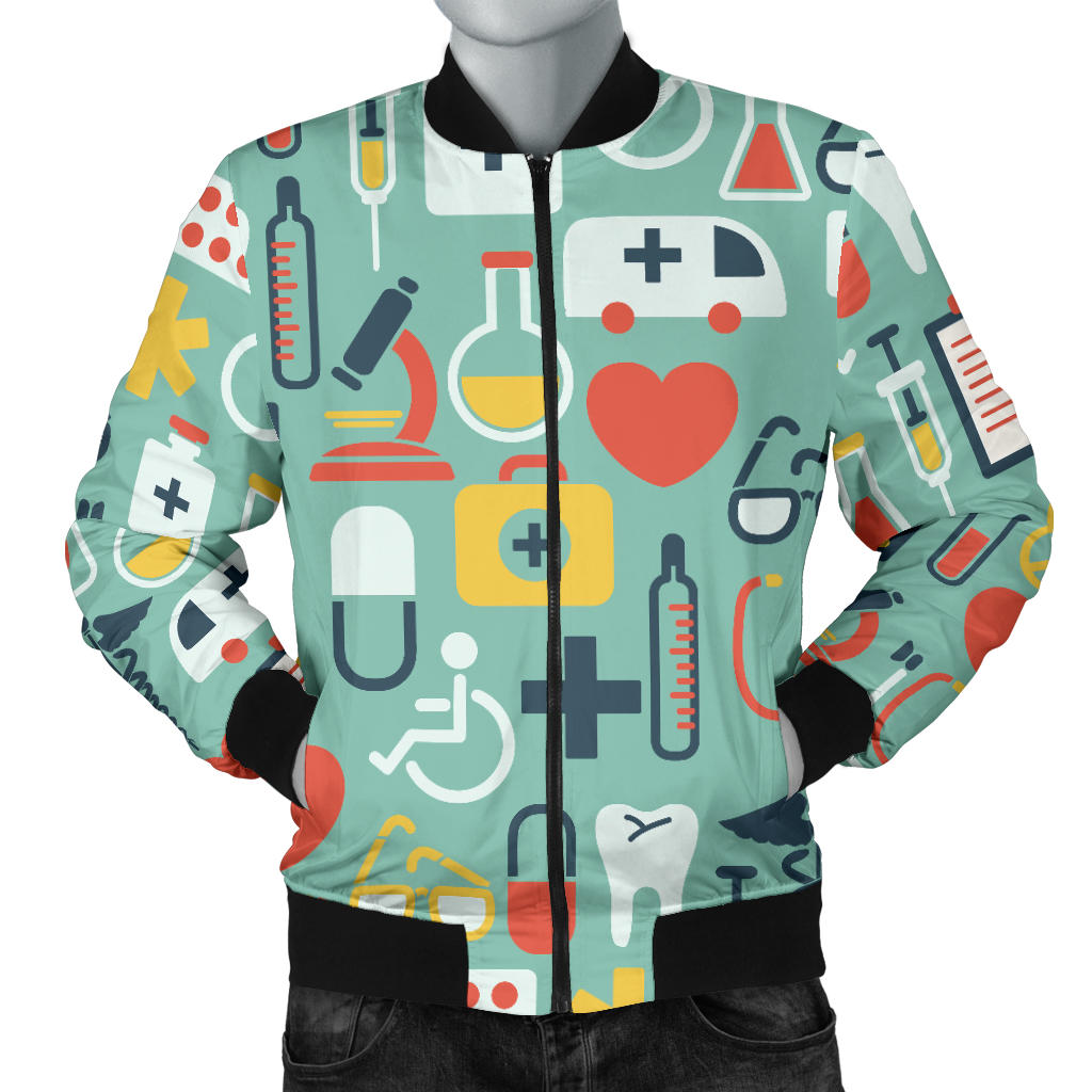 Medical Pattern Print Design 02 Men Bomber Jacket