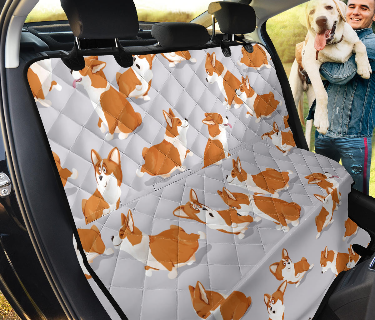 Pembroke Welsh Corgis Pattern Print Design A04 Rear Dog Car Seat Cover Hammock