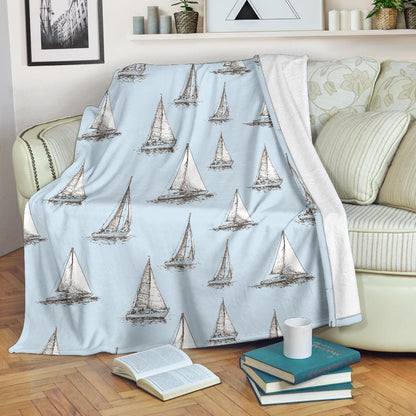 Sailing Ships Pattern Print Design A01 Premium Blanket