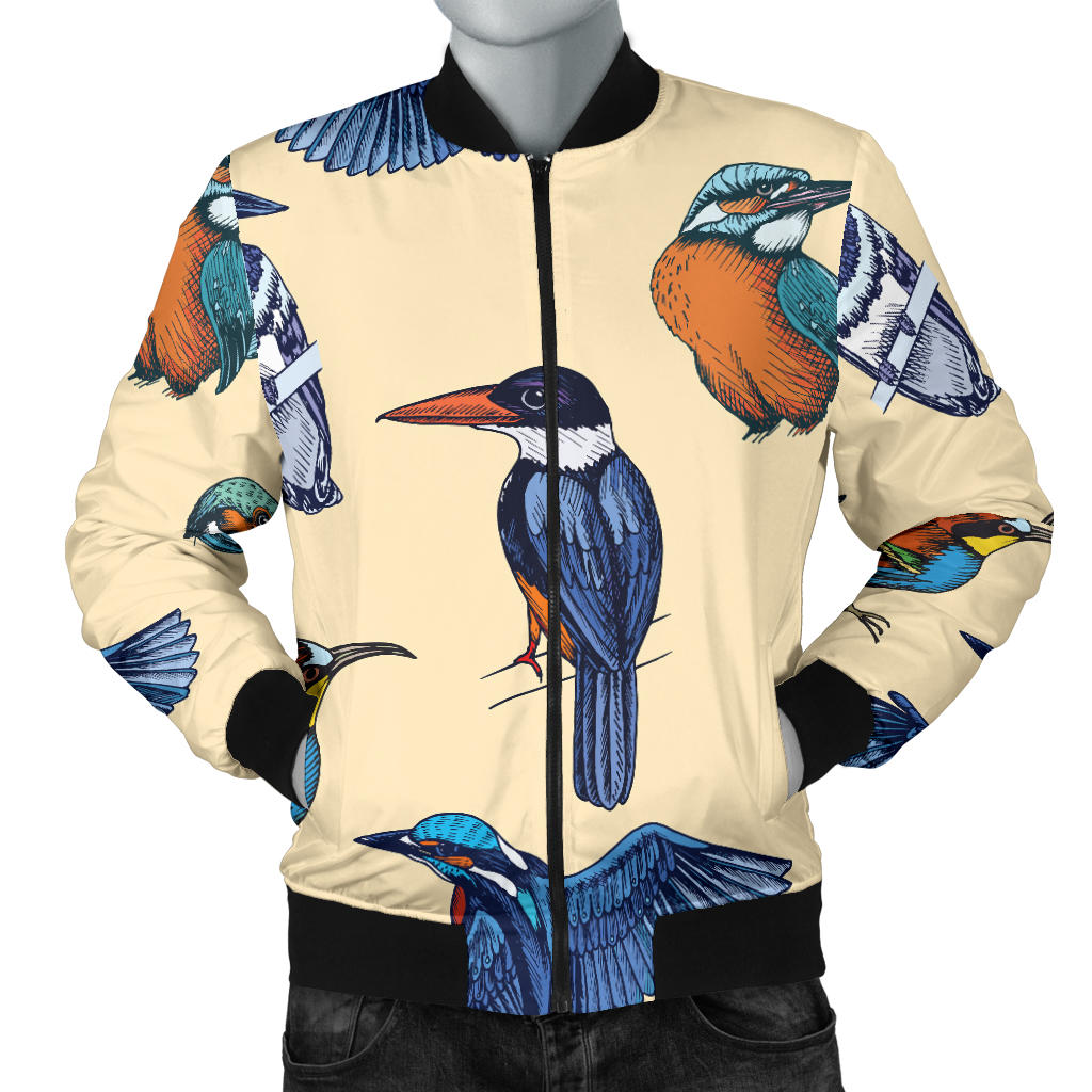 Kingfisher Bird Pattern Print Design 04 Men Bomber Jacket