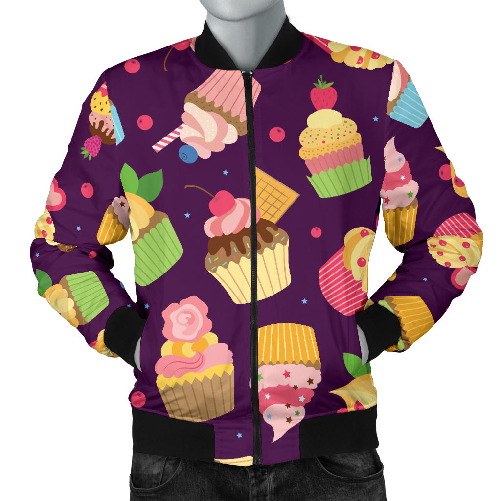 Cupcake Pattern Print Design 05 Men Bomber Jacket