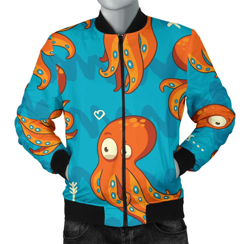 Octopus Pattern Print Design A02 Men Bomber Jacket