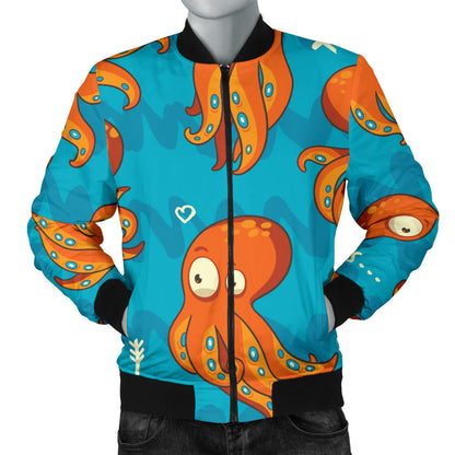 Octopus Pattern Print Design A02 Men Bomber Jacket