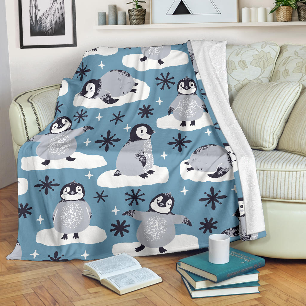 Penguin Pattern Print Design A05 Premium Blanket