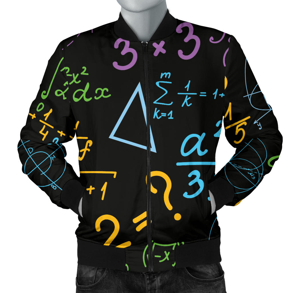 Math Pattern Print Design 03 Men Bomber Jacket