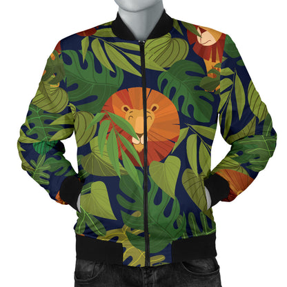 Lion Jungle Pattern Print Design 05 Men Bomber Jacket