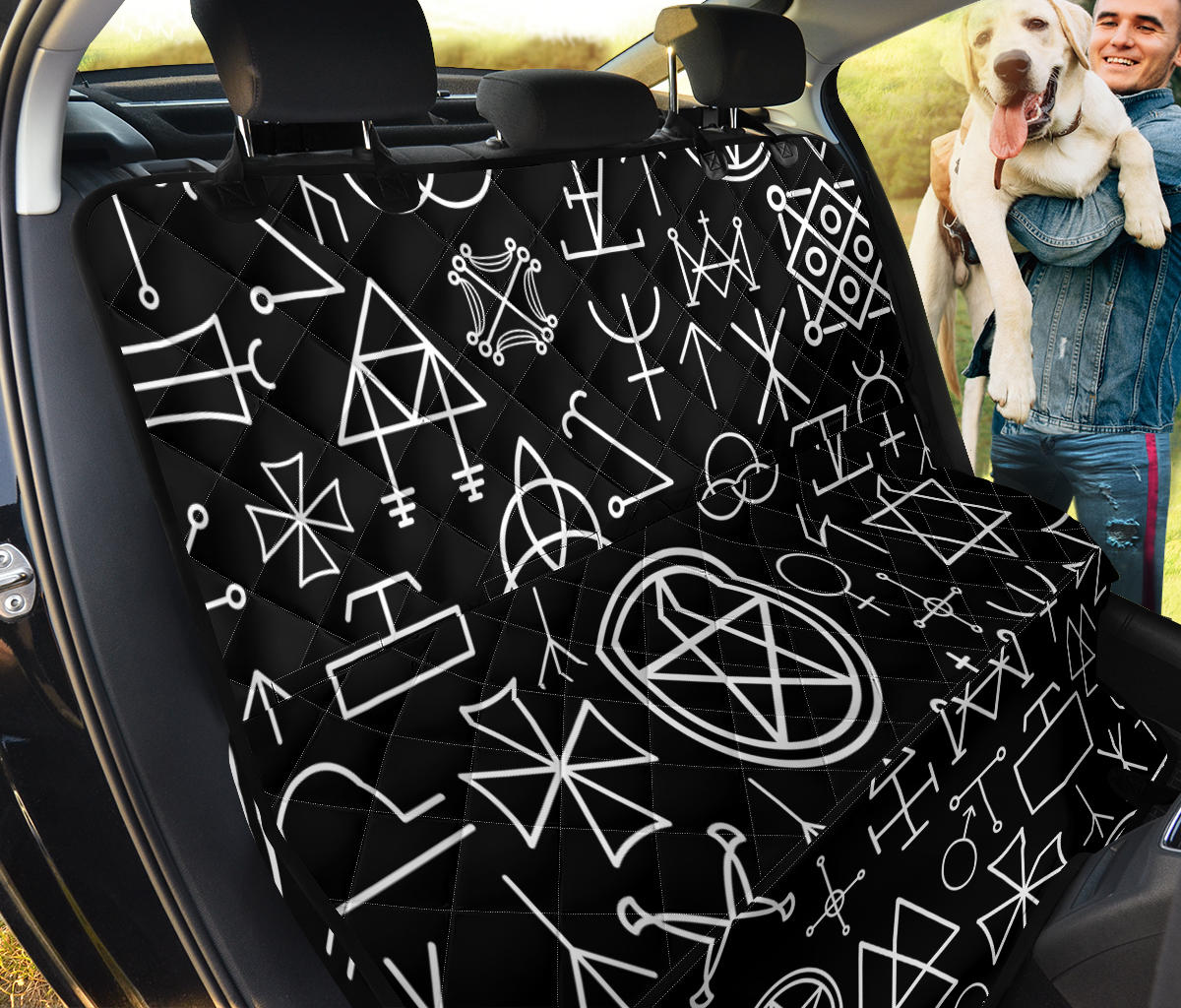 Pentagram Pattern Print Design A02 Rear Dog Car Seat Cover Hammock