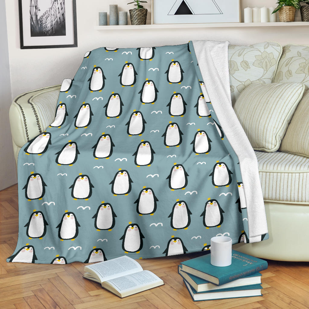 Penguin Pattern Print Design A02 Premium Blanket