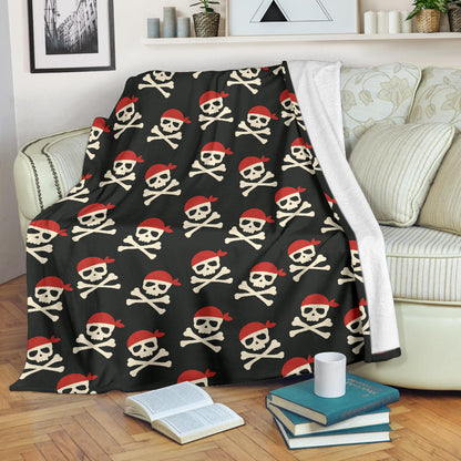 Pirate Pattern Print Design A04 Premium Blanket