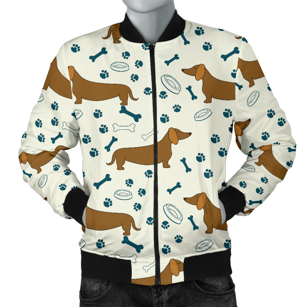 Dachshund Pattern Print Design 01 Men Bomber Jacket