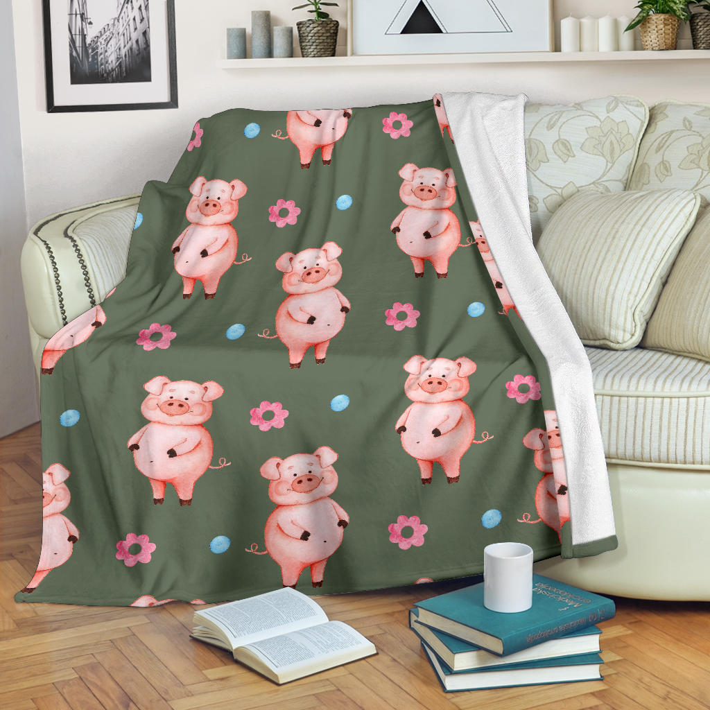 Pig Pattern Print Design 03 Premium Blanket