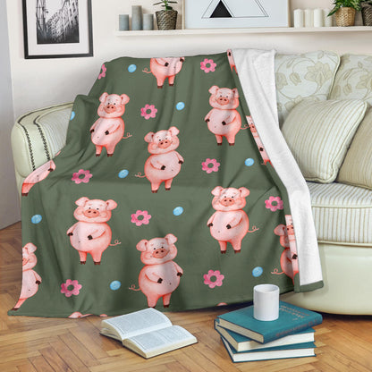 Pig Pattern Print Design 03 Premium Blanket