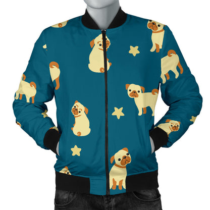 Pug Pattern Print Design A06 Men Bomber Jacket