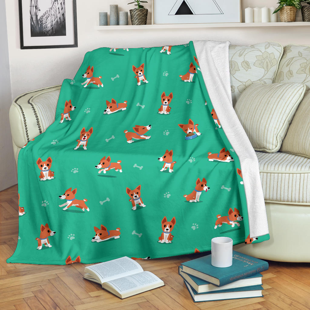 Basenji Pattern Print Design 02 Premium Blanket