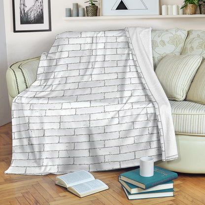 Brick White Pattern Print Design 03 Premium Blanket
