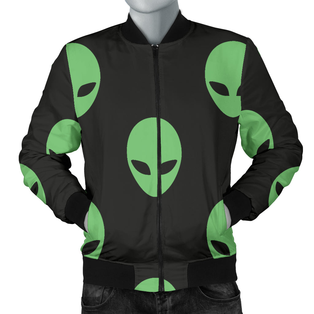 Alien Green Neon Pattern Print Design 01 Men Bomber Jacket