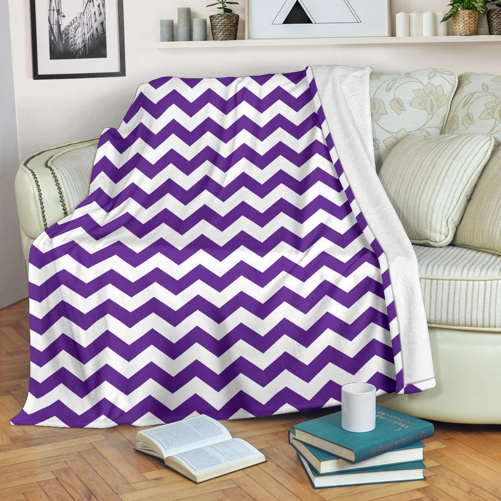 Chevron Purple Pattern Print Design 03 Premium Blanket