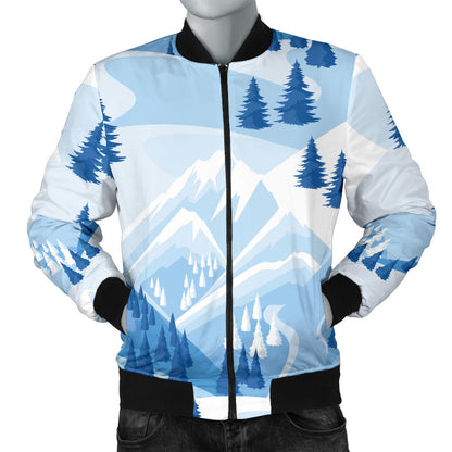 Mountain Pattern Print Design 03 Men Bomber Jacket